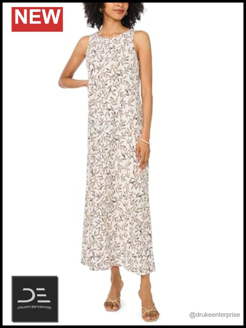 Vince Camuto Floral Sleeveless Maxi Dress Square Neck A-Line
